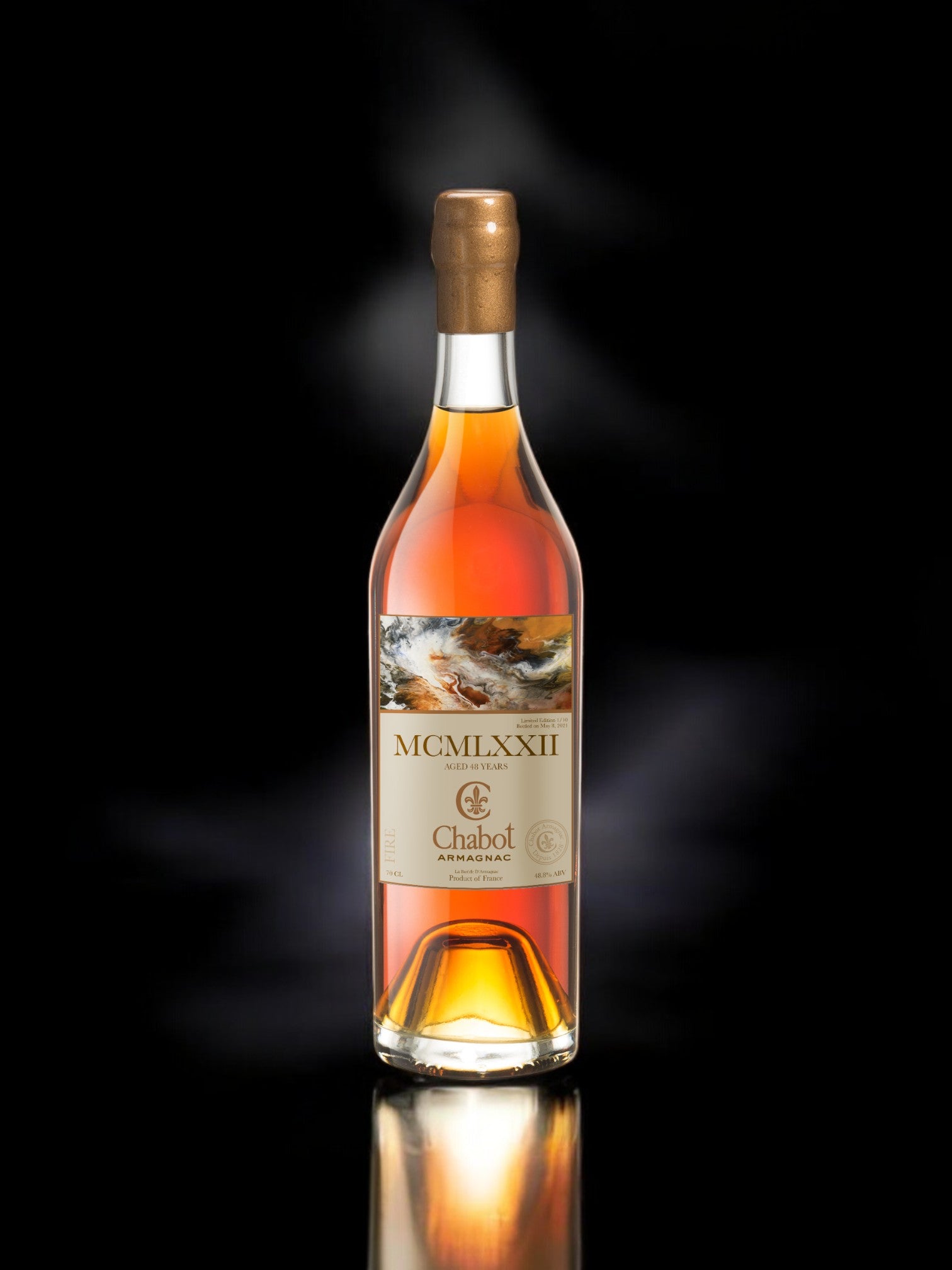 CHABOT ARMAGNAC SINGLE  48 years old 3 bottles Earth, Fire & Metal 70cl